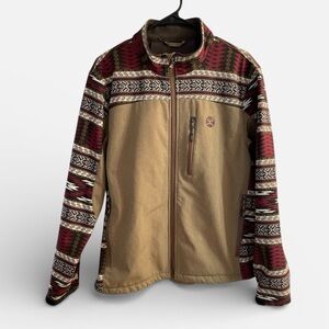 Hooey Aztec Print Jacket Men’s Medium Western Southwestern Zip Jacket Flaws